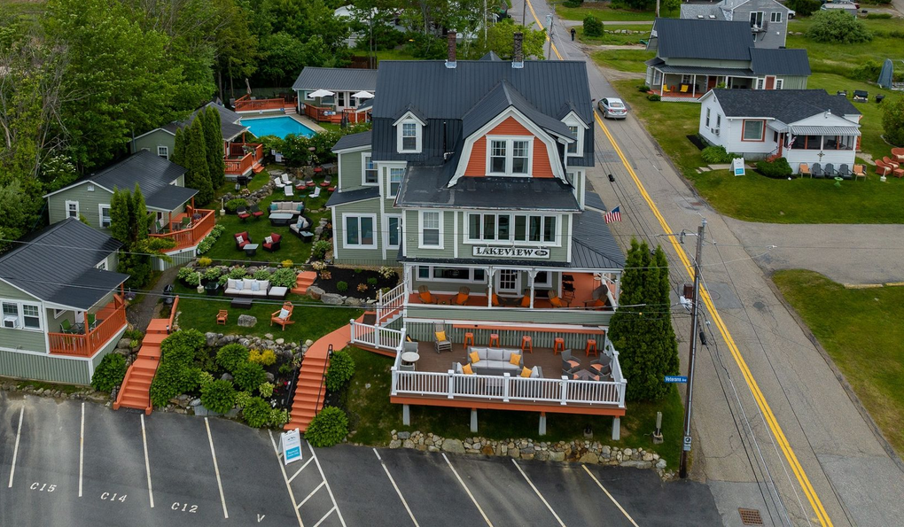 Drone Photo of the Lakeview Inn and Cottages 