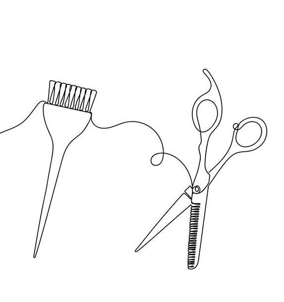 Pinceau de coloration et ciseau