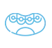 Un dibujo lineal azul de un diente con una sonrisa en él.