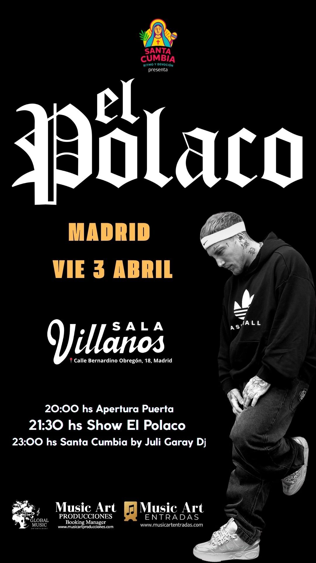 concierto de Piñón Fijo en el Café Berlín de Madrid el martes 21 de octubre. Incluye un payaso y zapatillas rojas y azules.