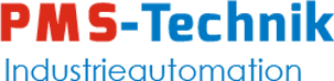 PMS-Technik-Logo mit rotem „PMS-“ und blauem „Technik“-Schriftzug sowie darunter in Blau „Industrieautomation“.