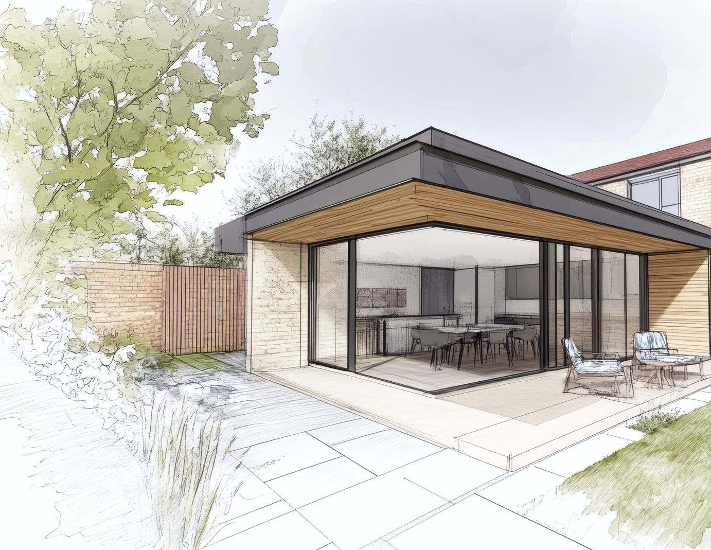 Plan d'une extension de maison