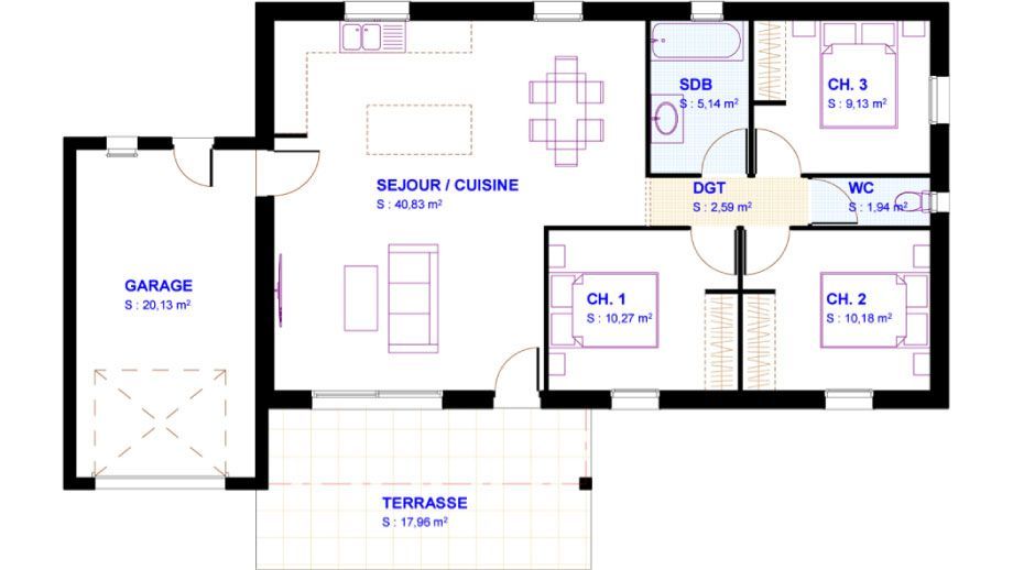 Plan de maison contemporaine