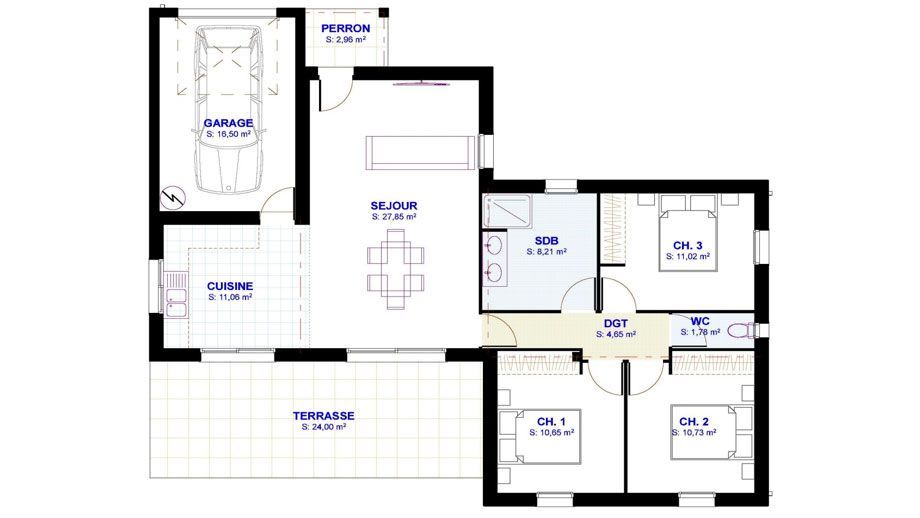 Plan de maison à toit plat