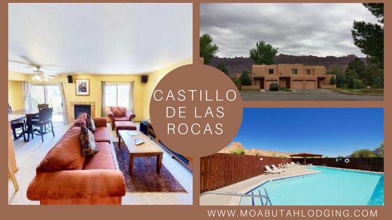 Castillo de las Rocas resort collage: living room, exterior, pool, and lake view