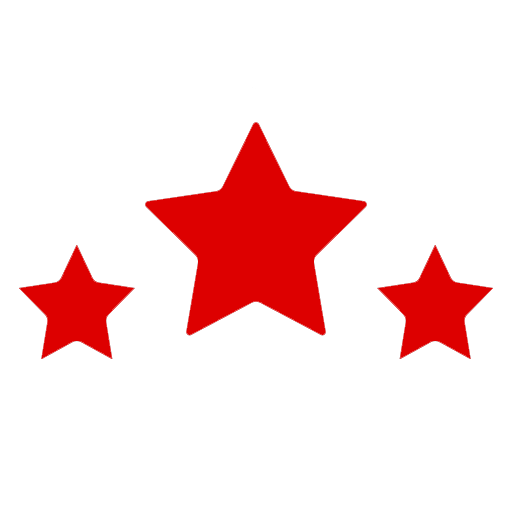 Drei rote Sterne auf weißem Hintergrund