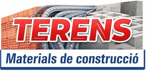 Logotipo para Terens, una empresa de materiales de construcci&oacute;n, con ladrillos, varillas y bloques.