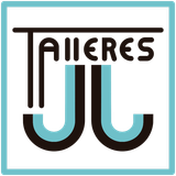 Logotipo redondo para taller de reparación de automóviles "Talleres JJ Reparauto", que presenta una calavera y pistones.
