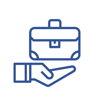 Una mano sostiene un maletín en la palma.