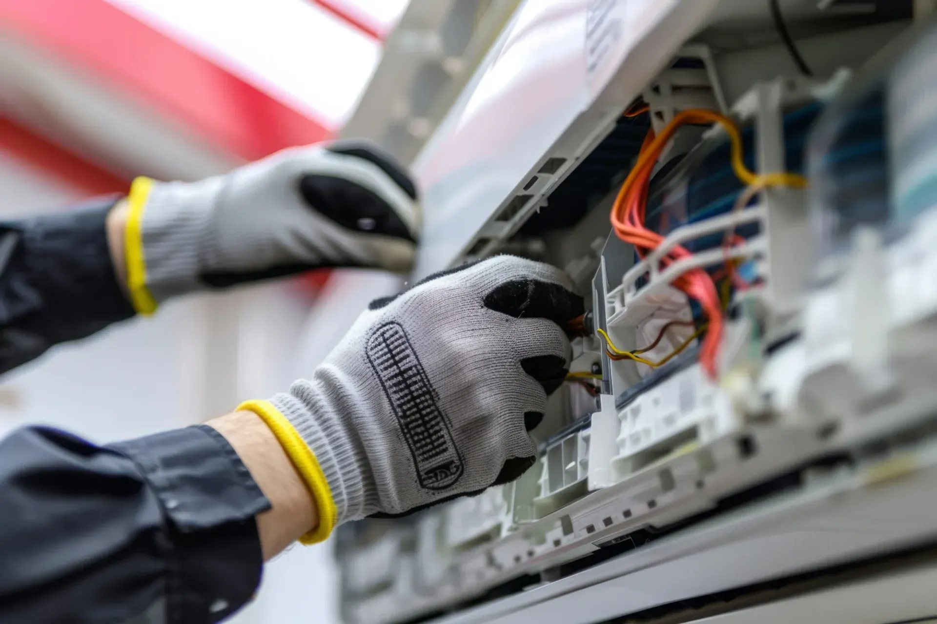 Un electricista trabajando en cuadro el&eacute;ctrico