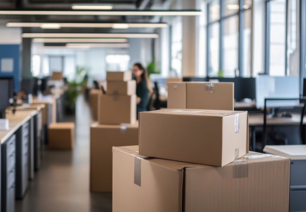 Bureaux d'entreprise avec des cartons