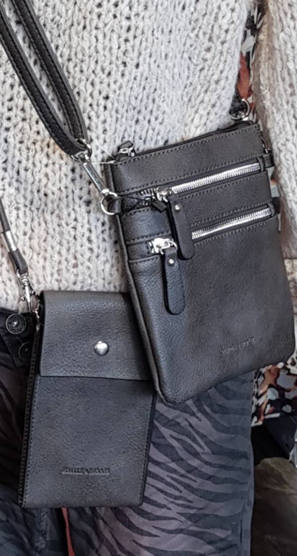Schwarze kleine seitliche Ledertasche