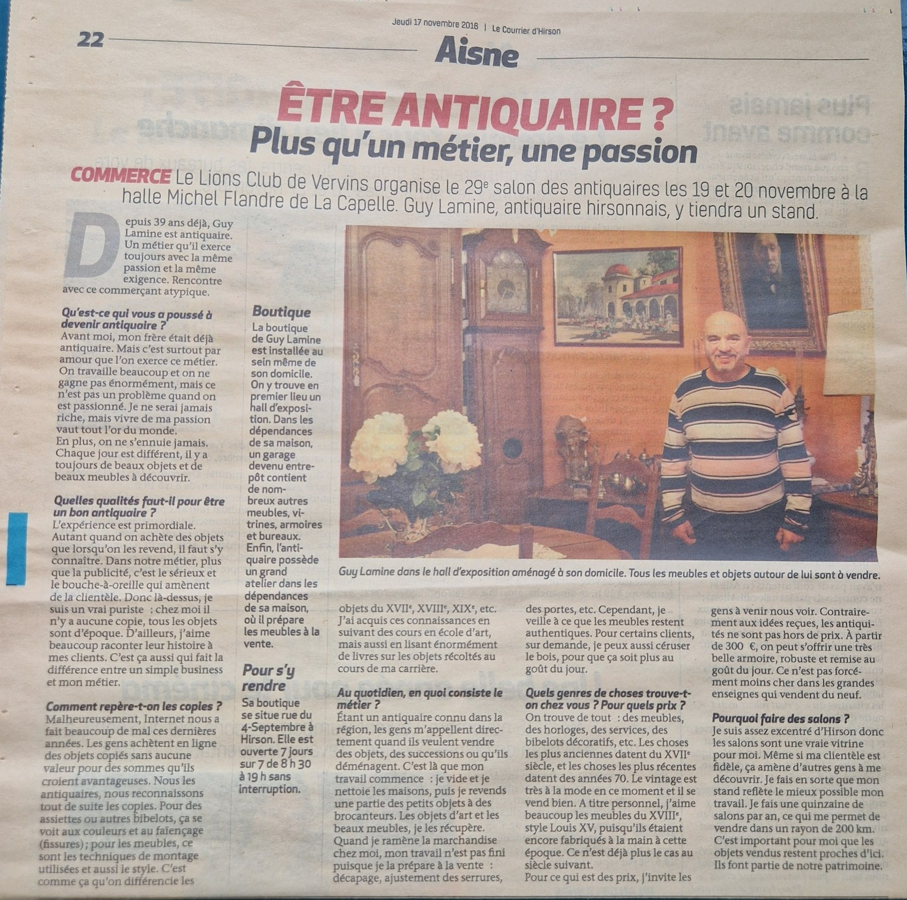 Article de journal Guy Lamine
