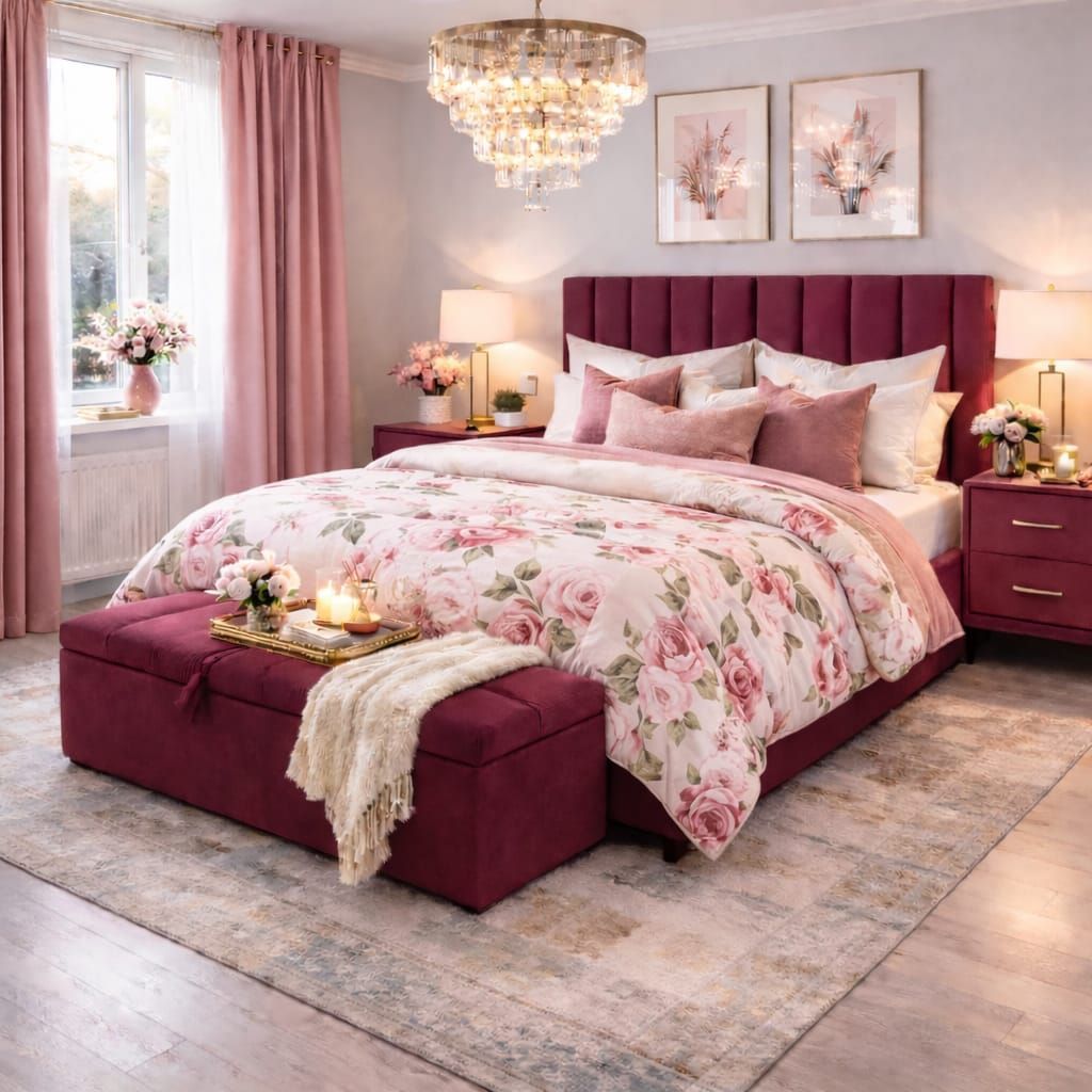 Lit avec draps verts, oreillers blancs, table de chevet et lampe.