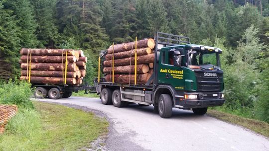 LKW mit Tandem-Anhänger - Andi Caviezel Holztransporte