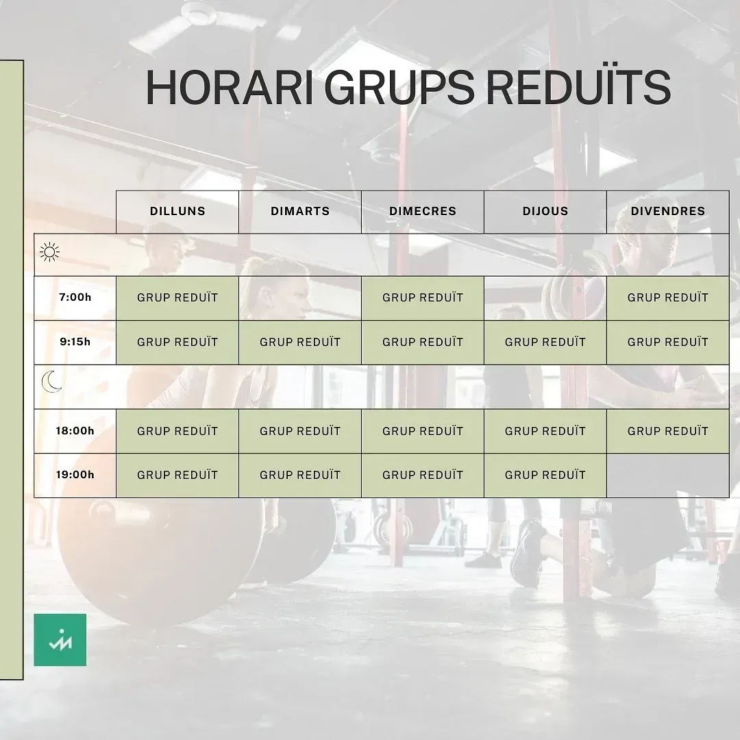 En screenshot of en website that says horario grupos reducidos