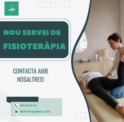 A poster that says nou servei de fisioterapia on it