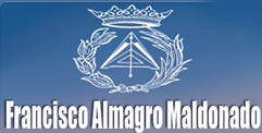 Un logotipo para Francisco Almagro Maldonado con una corona y una corona de laurel.