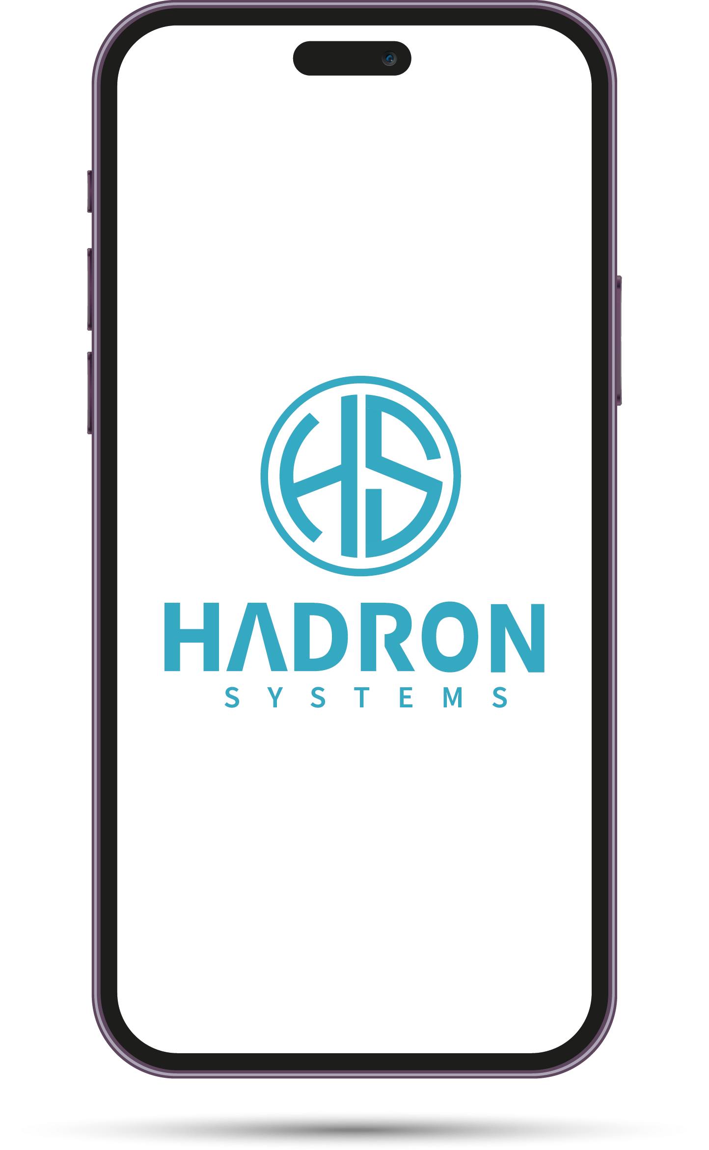 Un teléfono celular con el logotipo de hadron systems en la pantalla.