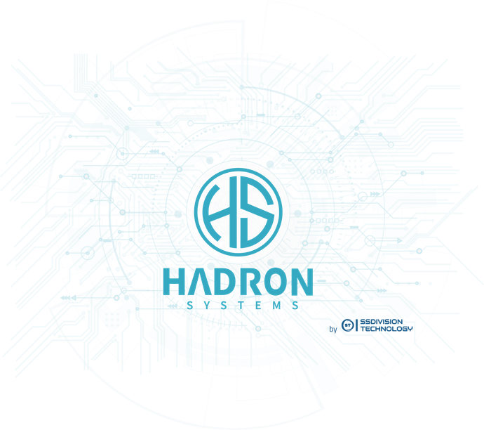 Es un logotipo de una empresa llamada Hadron Systems.
