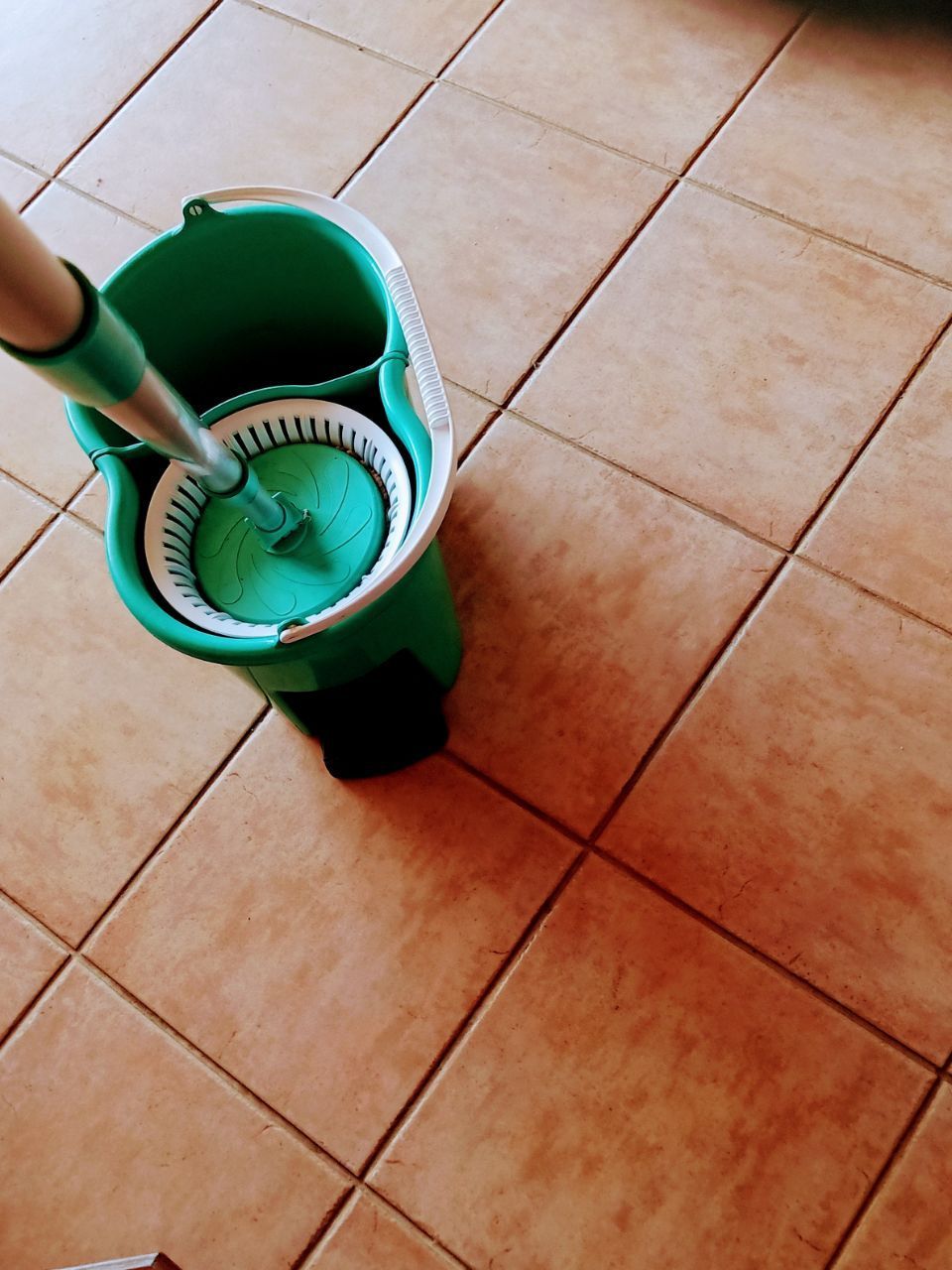 Mitarbeiter des Ambulanten Betreuungsdiensts Krämer Lesley Krämer wischt Boden