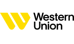 Logotipo de Western Union con un símbolo "W" amarillo y texto negro.