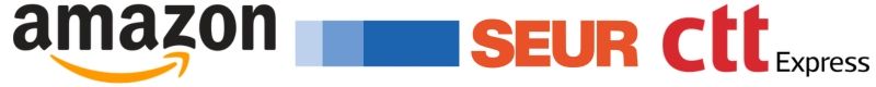 Logotipos de Amazon, SEUR y CTT Express.