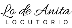 Logotipo: “Lo de Anita” en letra cursiva, “LOCUTORIO” en letra mayúscula debajo.