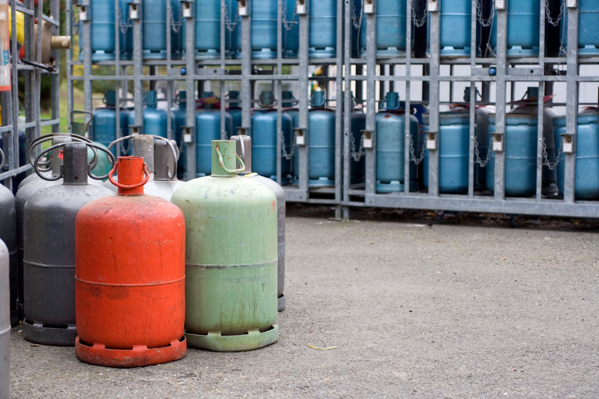 Bouteilles de gaz colorées