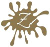 Brauner Spritzer mit einem weißen, kursiven „Z“ in der Mitte.
