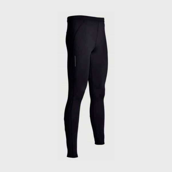 Un par de leggings negros sobre un fondo blanco.