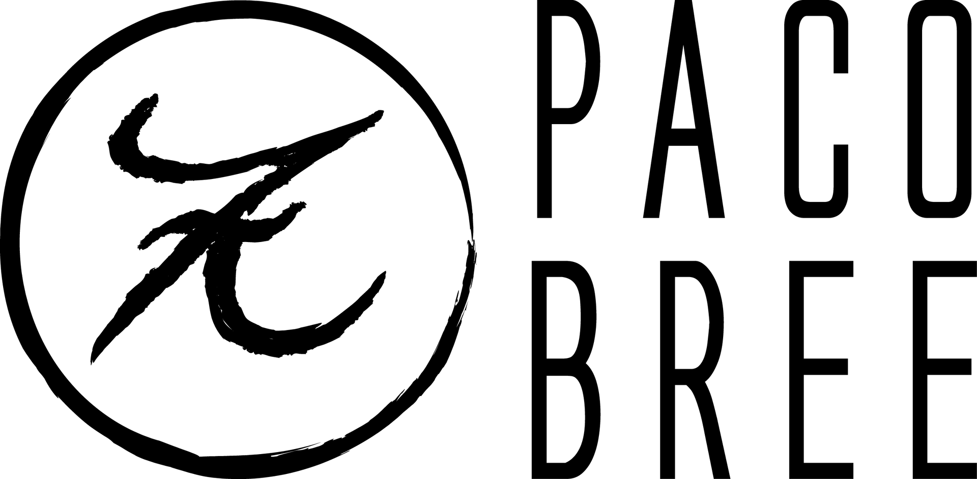 Logotipo para "Paco Bree" con un diseño estilizado dentro de un círculo.