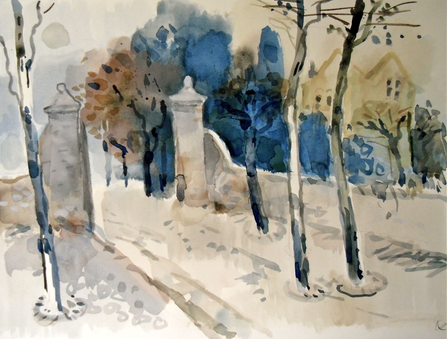 Aquarell Straße Knut V. Neumann