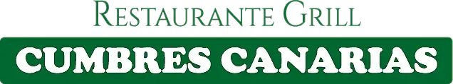 Logotipo para "Restaurante Grill Cumbres Canarias" en texto verde y blanco.