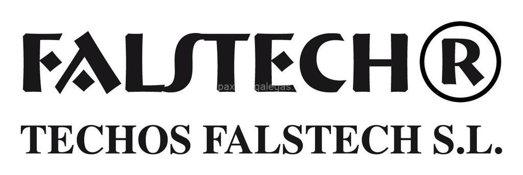 Logotipo para Falstech Techos SL letras negras con el símbolo de la marca.