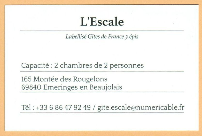 Gîte L'Escale verso