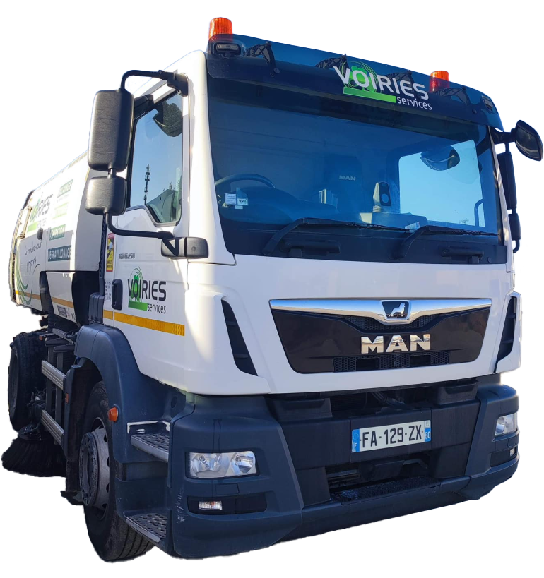Camion de l'entreprise vu de face