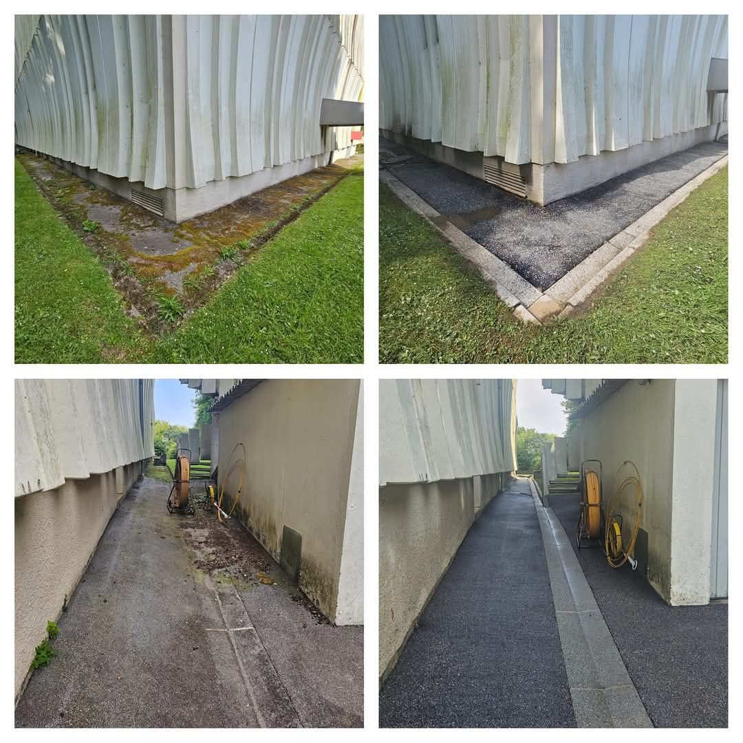 Avant et après du nettoyage de muret