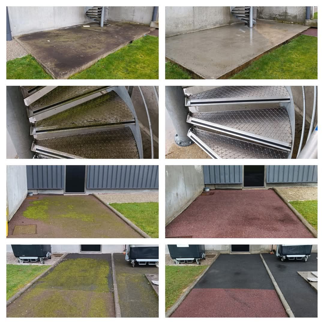 Avant et après d'un démoussage d'une allée