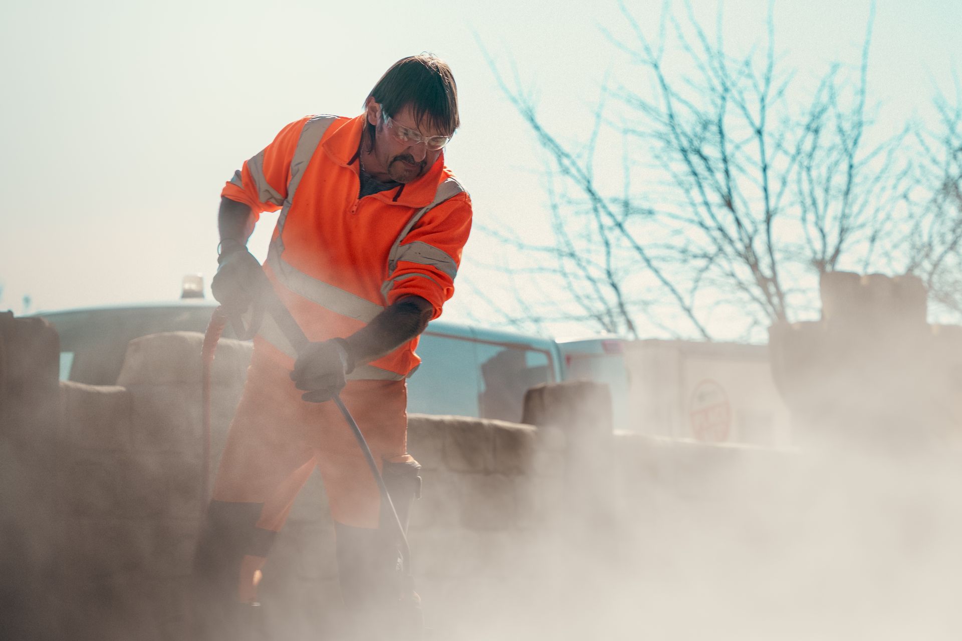 Nettoyage à haute pression d'un parking