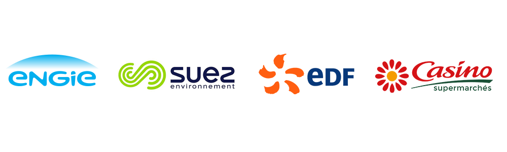 Logos ENGIE, SUEZ, EDF  et CASINO