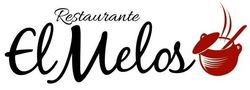 Logotipo del Restaurante El Melos con una olla de comida y vapor elevándose.