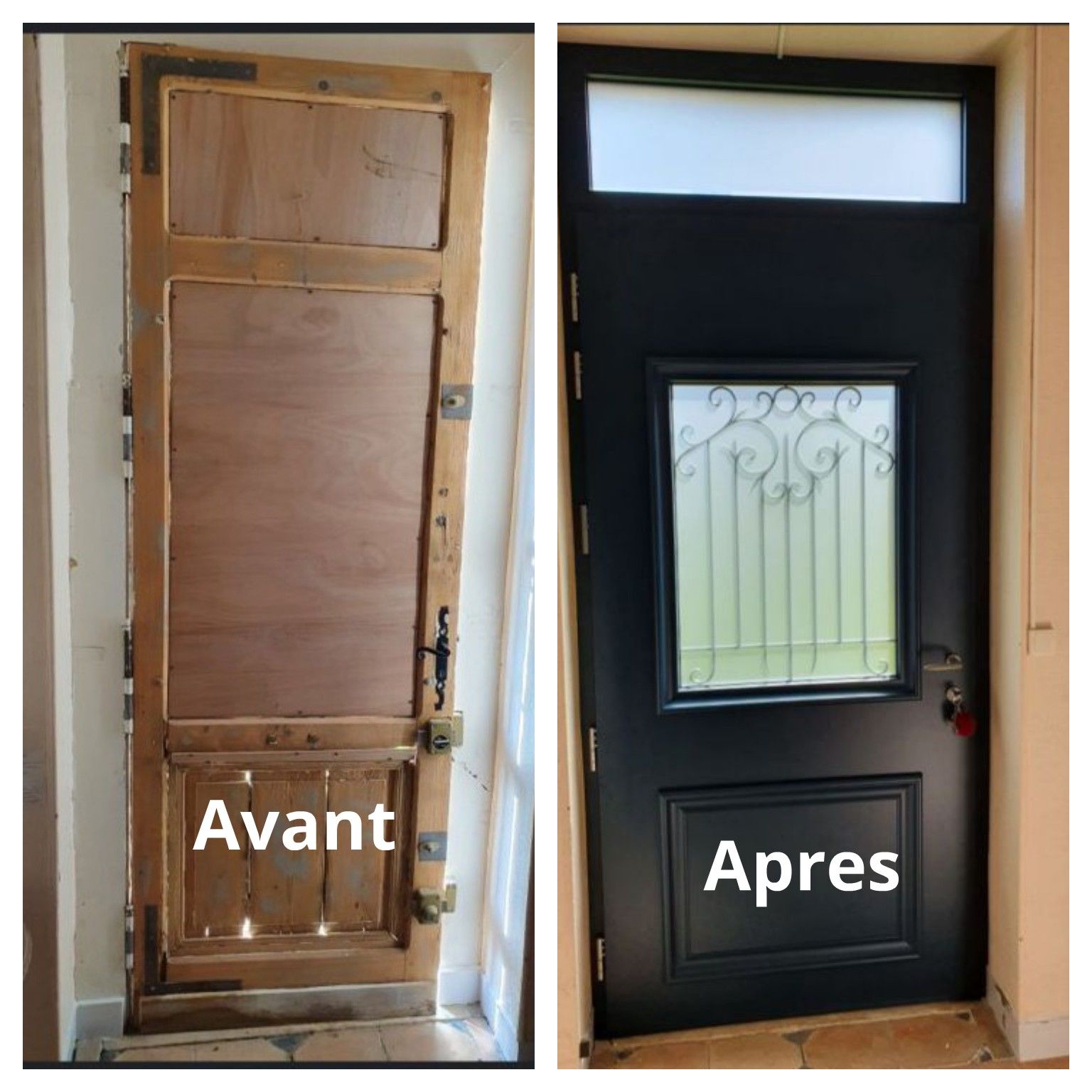 Avant après de remplacement de porte de logement
