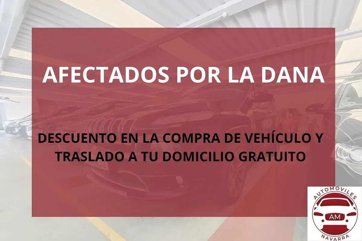 A red sign that says afectados por la dana descuento en la compra de vehiculo y traslado a tu domicilio gratuito