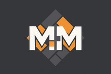 Logo avec les lettres &laquo; MM &raquo; stylis&eacute;es en blanc, orange et gris sur fond gris fonc&eacute;.