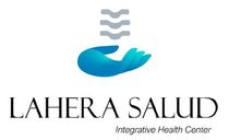 Logotipo del Centro de Salud Integral Laher a Salud con icono de mano azul y saludo