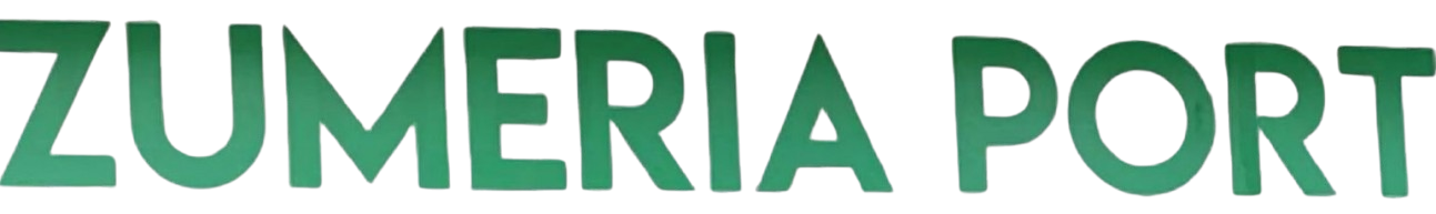 Un logotipo verde para el puerto de Zumeria sobre un fondo blanco.