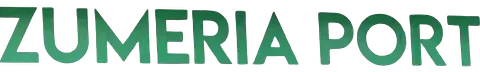 Un logotipo verde y blanco para el puerto de Zumeria.