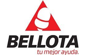 A red and black logo for bellota tu mejor ayuda.