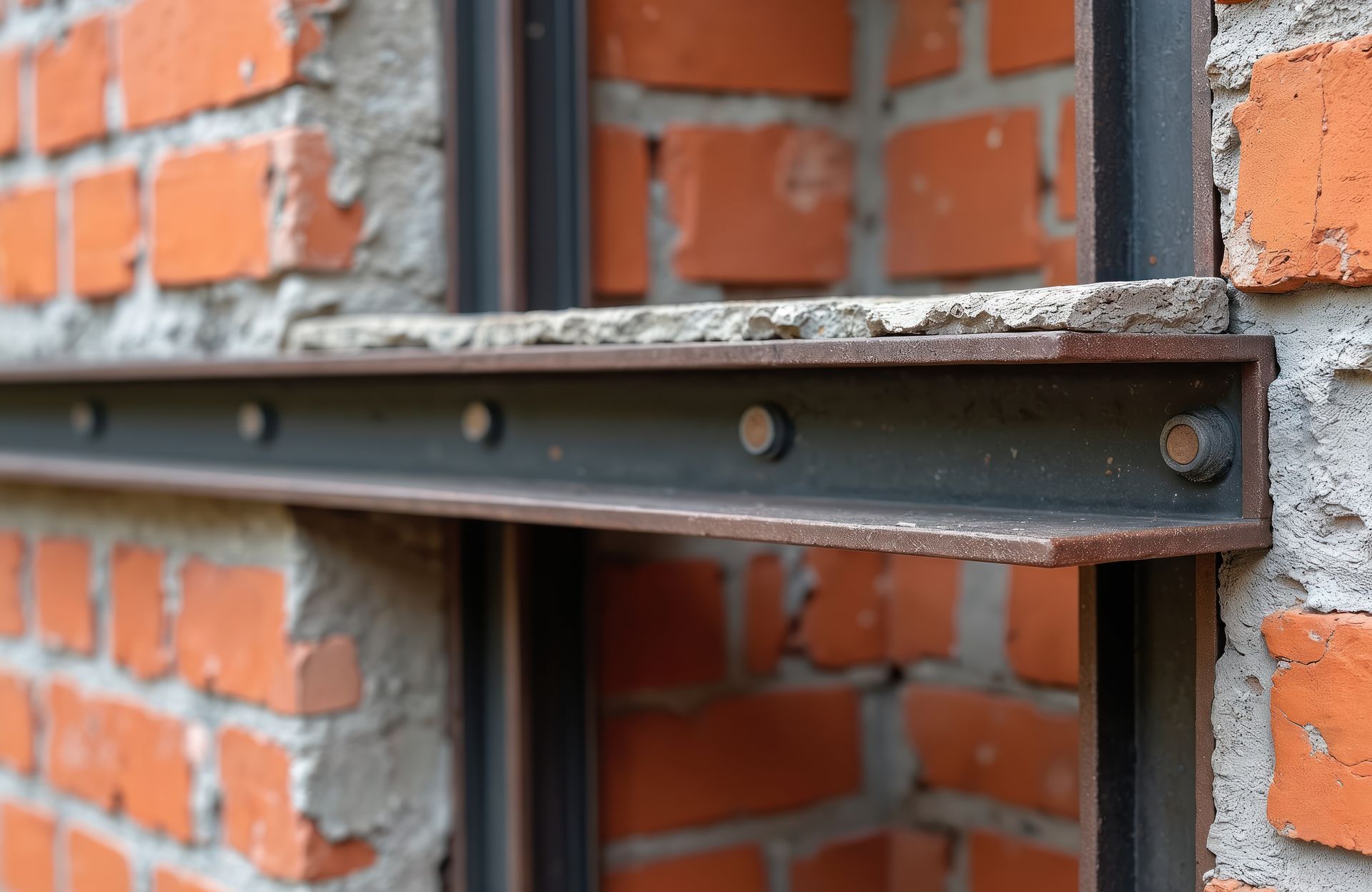 Poutre en acier dans un mur de briques